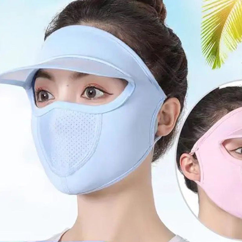 Sunproof Mask With Brim Ice Silk Face Covering UV Protection