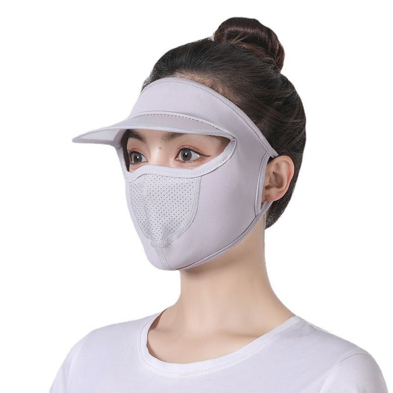 Sunproof Mask With Brim Ice Silk Face Covering UV Protection