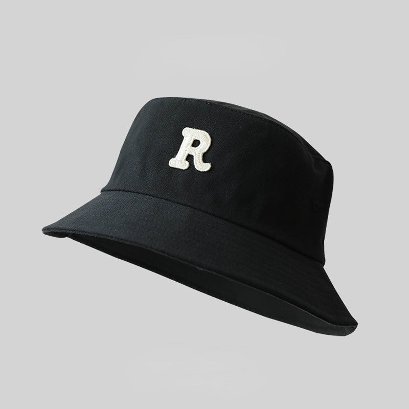 Embroider Bucket Hat Solid Sunscreen Fisherman Cap Unisex Couple Basin Hats