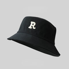 Embroider Bucket Hat Solid Sunscreen Fisherman Cap Unisex Couple Basin Hats