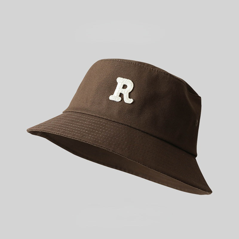 Embroider Bucket Hat Solid Sunscreen Fisherman Cap Unisex Couple Basin Hats