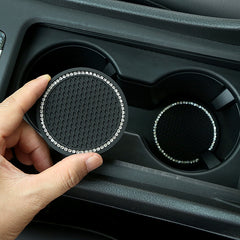 2pcs Sparkly Car Cup Coasters 6 2 75inch Anti Slip & Crystal Rhinestone