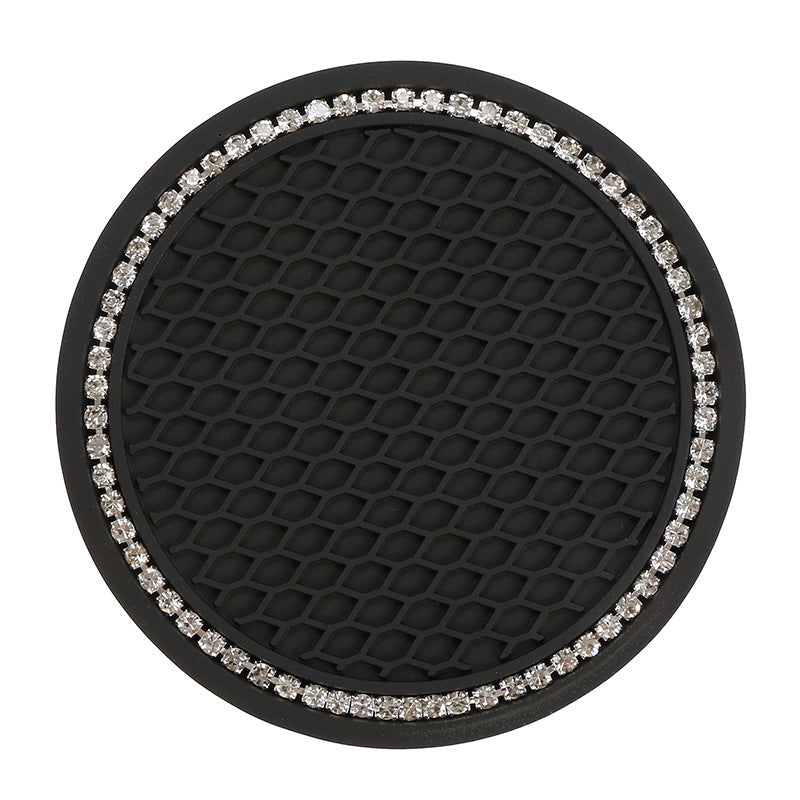 2pcs Sparkly Car Cup Coasters 6 2 75inch Anti Slip & Crystal Rhinestone
