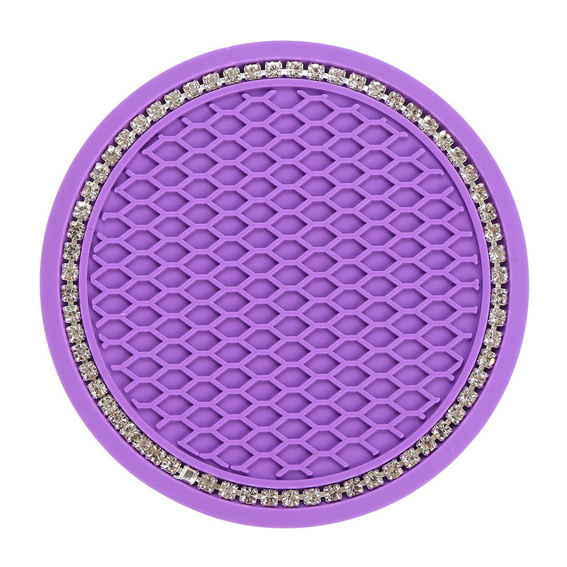 2pcs Sparkly Car Cup Coasters 6 2 75inch Anti Slip & Crystal Rhinestone