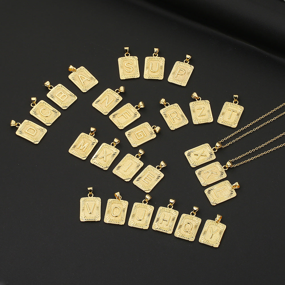 18K Plated Initial Letter Pendant Necklace For Women Men