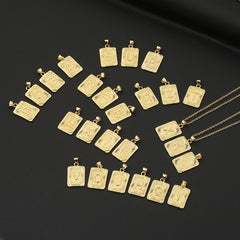 18K Plated Initial Letter Pendant Necklace For Women Men