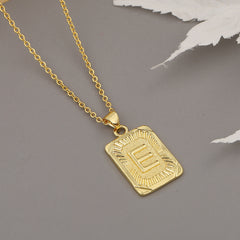 18K Plated Initial Letter Pendant Necklace For Women Men