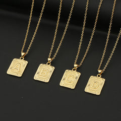 18K Plated Initial Letter Pendant Necklace For Women Men
