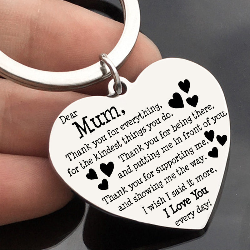 MUM Thank You Keychain Metal Key Ring Purse Bag Charm Gift For Mom