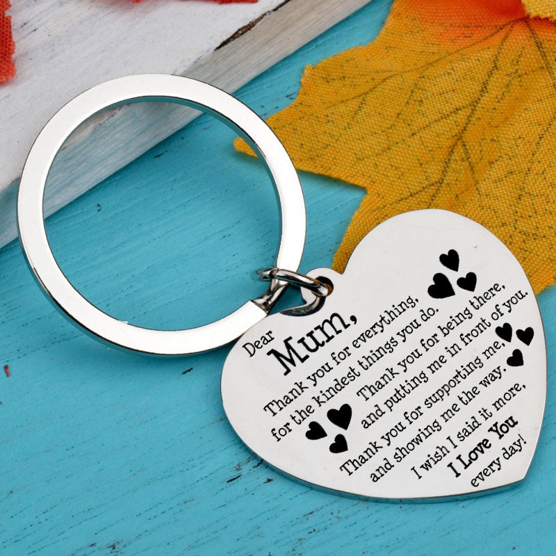 MUM Thank You Keychain Metal Key Ring Purse Bag Charm Gift For Mom