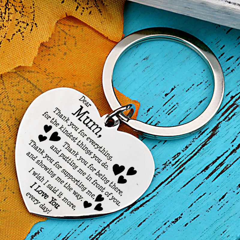 MUM Thank You Keychain Metal Key Ring Purse Bag Charm Gift For Mom