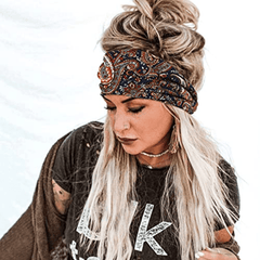 4pcs Boho Headbands Stretch Print Bandana Headbands Cross Knotted Head Wrap