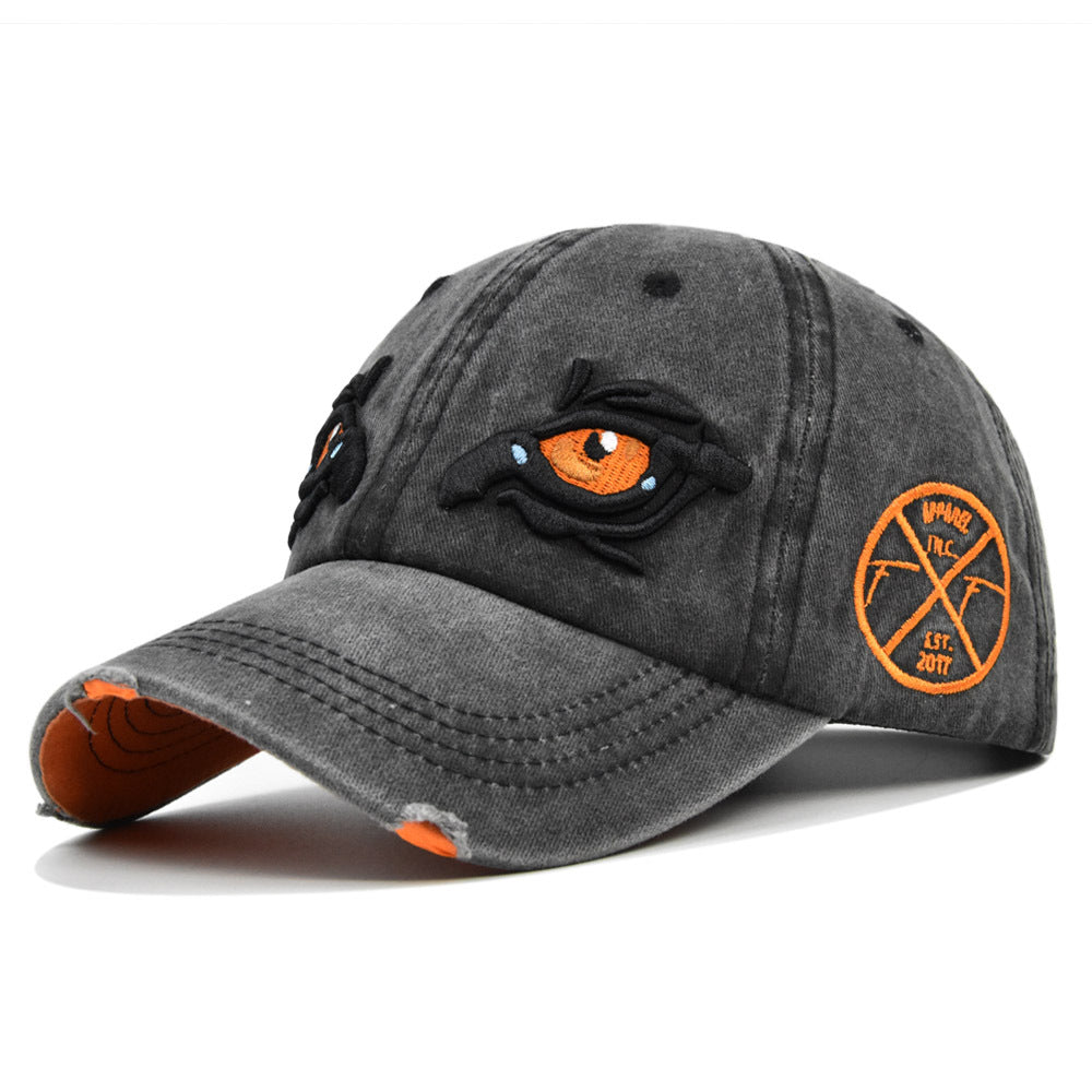 Eagle Eye Embroidery Baseball Cap Distressed Cotton Dad Hats