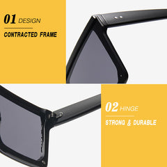 Square Sunglasses Large Flat Top UV400 Sun Shades Driving Travel
