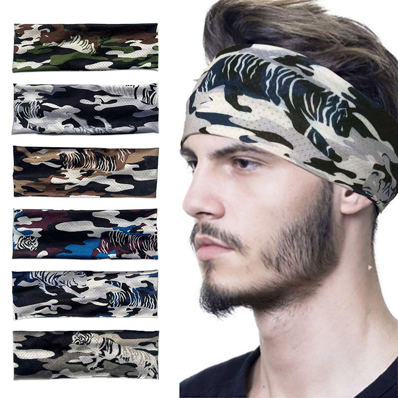 Men's Camo Ice Silk Headband for Running Fitness Sweat Absorption