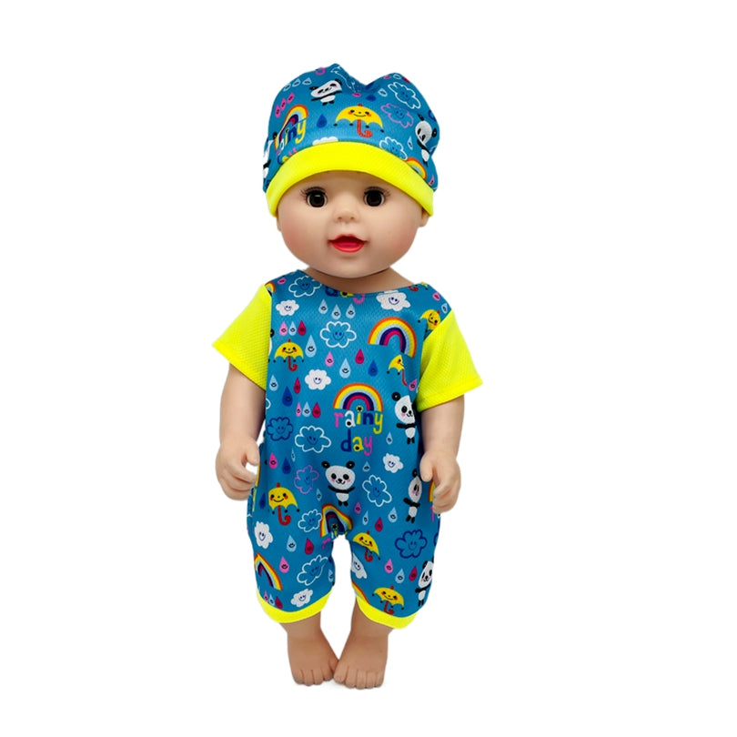 Panda Rainbow Pattern Jumpsuit with Hats for 18 Inch Dolls