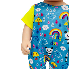 Panda Rainbow Pattern Jumpsuit with Hats for 18 Inch Dolls