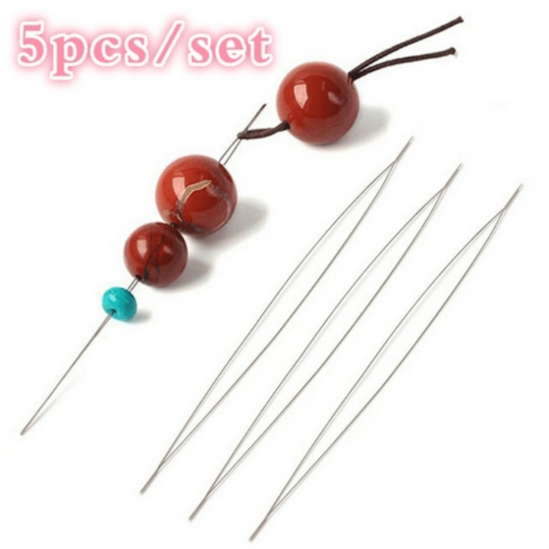 5pcs Stainless Steel Beading Needles - DIY Beading Tool for Hand Stringing Pearl