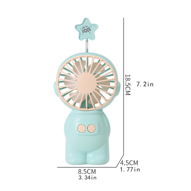 Spaceman Mini Handheld Fan With Light USB Rechargeable Desktop Fan