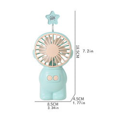 Spaceman Mini Handheld Fan With Light USB Rechargeable Desktop Fan