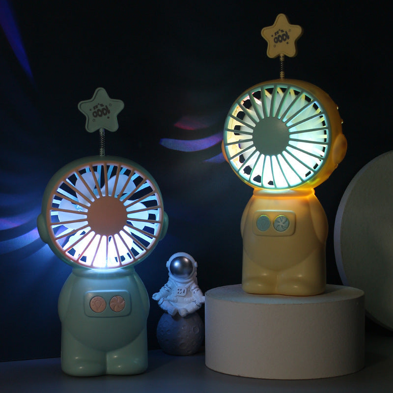 Spaceman Mini Handheld Fan With Light USB Rechargeable Desktop Fan