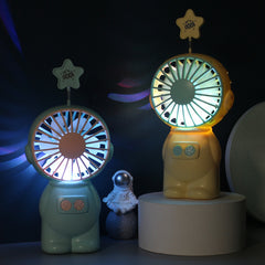 Spaceman Mini Handheld Fan With Light USB Rechargeable Desktop Fan