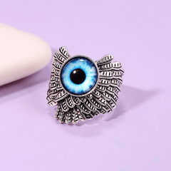 Devil's Eye Ring Retro Punk Style Open Adjustable Eye Alloy Ring Feather Ring