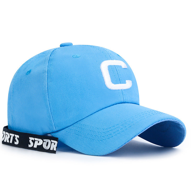 C Embroidery Kpop Baseball Cap Long Ribbon Candy Couple Sun Hat Adjustable Unise