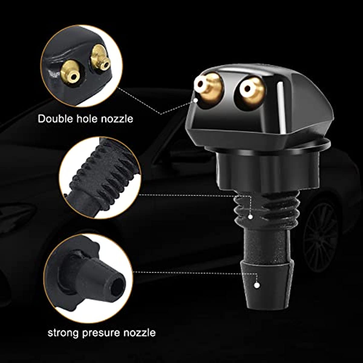 Vehicle Windshield Washer Nozzle 2pcs Straight Pillar Nozzle