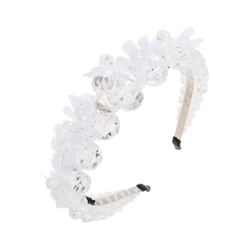 Crystal Flower Beaded Wide Brim Headband Headdress Hair Accessories