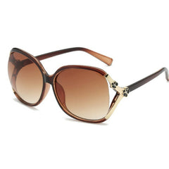 Oversized Round Sunglasses Gradient Lens Flower Decor UV400