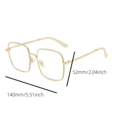 Square Anti Light Glasses Rhinestone Decor Metal Frame