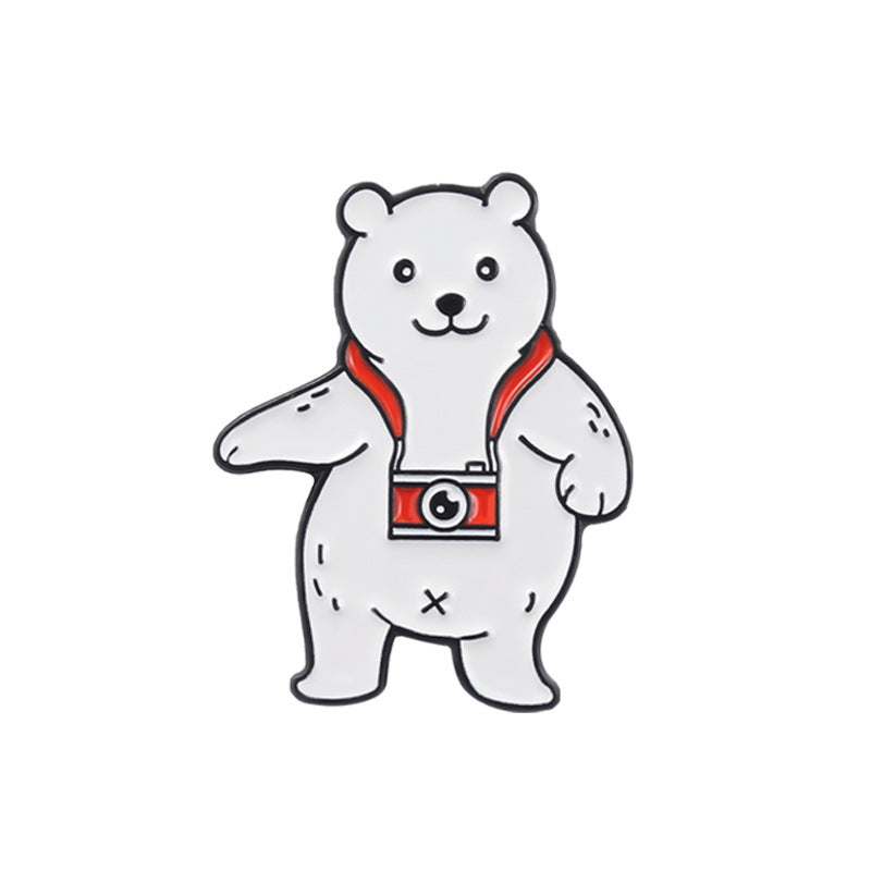 Bear With Camera Brooch For Men