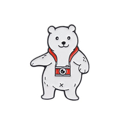 Bear With Camera Brooch For Men