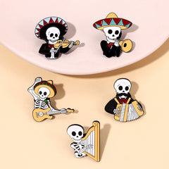 Skull Instrument Brooch for Men