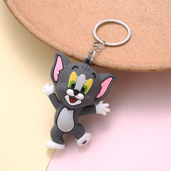 Cute Cartoon Cat Mouse Keychain for Kids