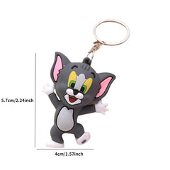 Cute Cartoon Cat Mouse Keychain for Kids