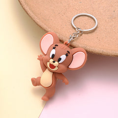 Cute Cartoon Cat Mouse Keychain for Kids