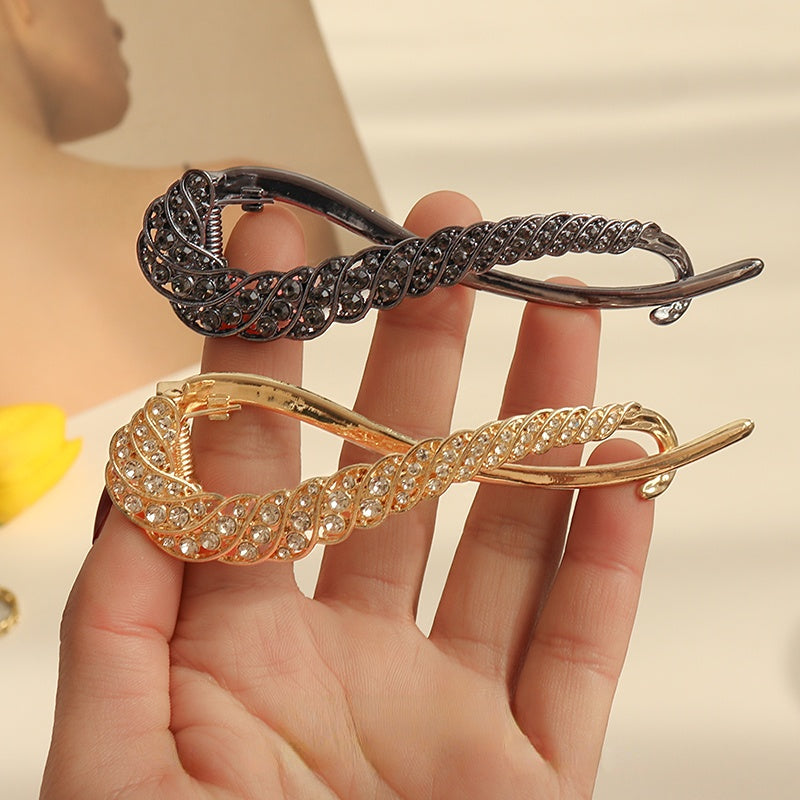 Golden Rhinestone Hair Clip Bun Holder Twist Clip Hair Accessories