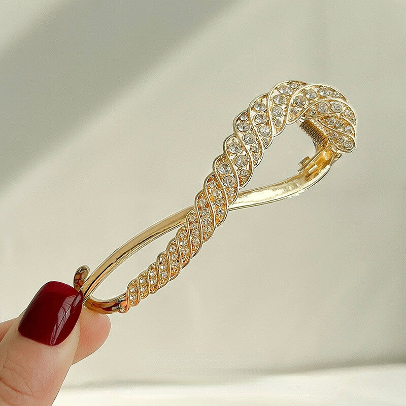 Golden Rhinestone Hair Clip Bun Holder Twist Clip Hair Accessories