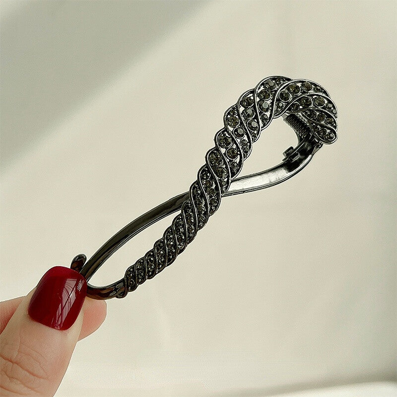 Golden Rhinestone Hair Clip Bun Holder Twist Clip Hair Accessories