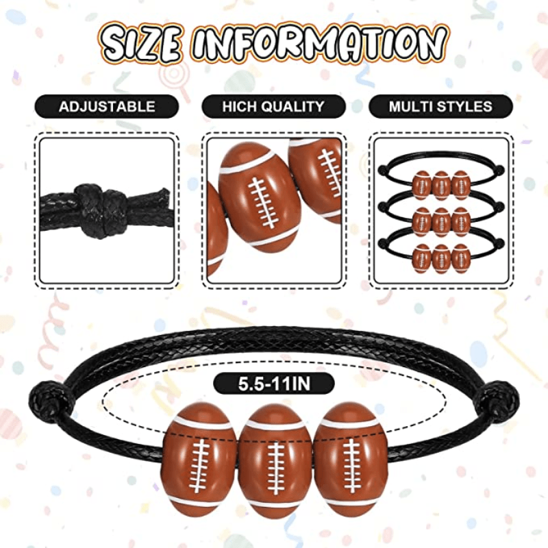 Adjustable Sport Charm Bracelet Basketball Football Baseball Inspirational Party
