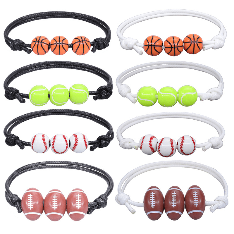 Adjustable Sport Charm Bracelet Basketball Football Baseball Inspirational Party