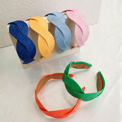 Boho Straw Knitted Twist Headband Wide Brimmed Hair Band for Women Girls