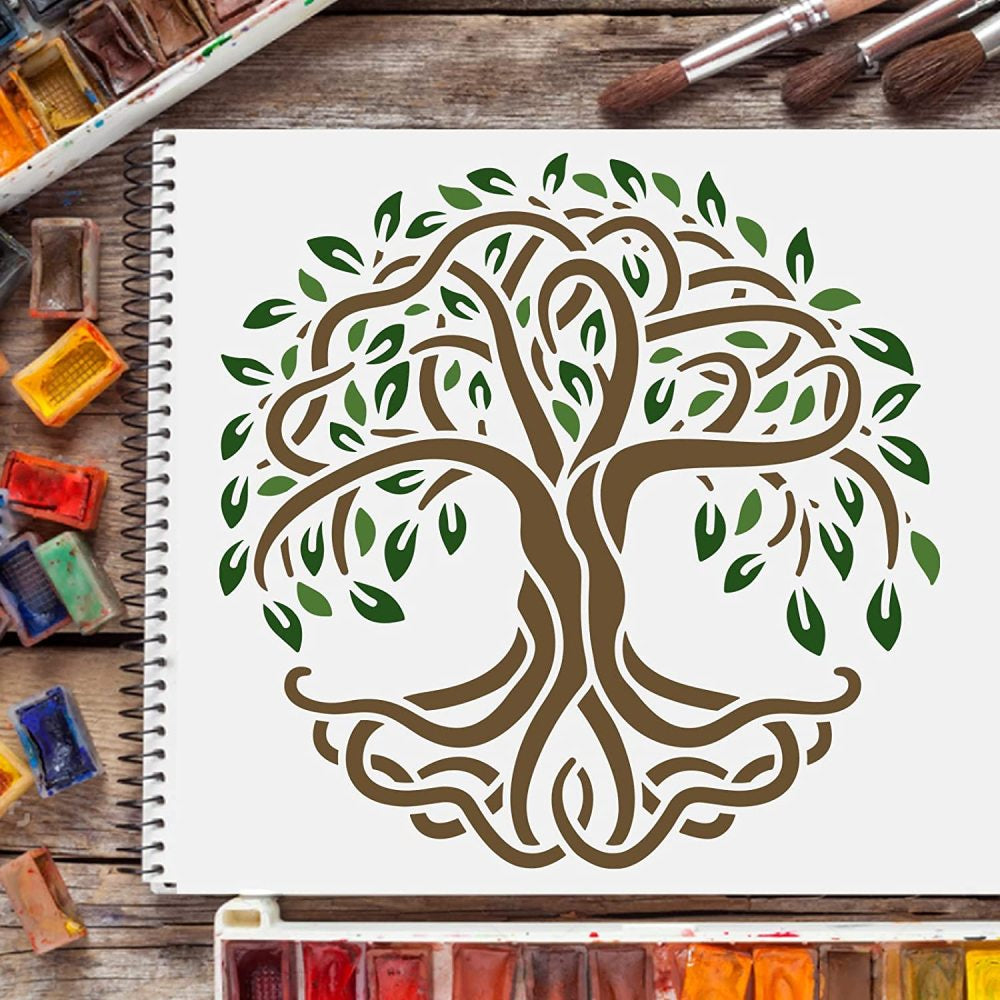 Tree Of Life Stencils 20x20 cm Plastic Drawing Painting DIY Supplies
