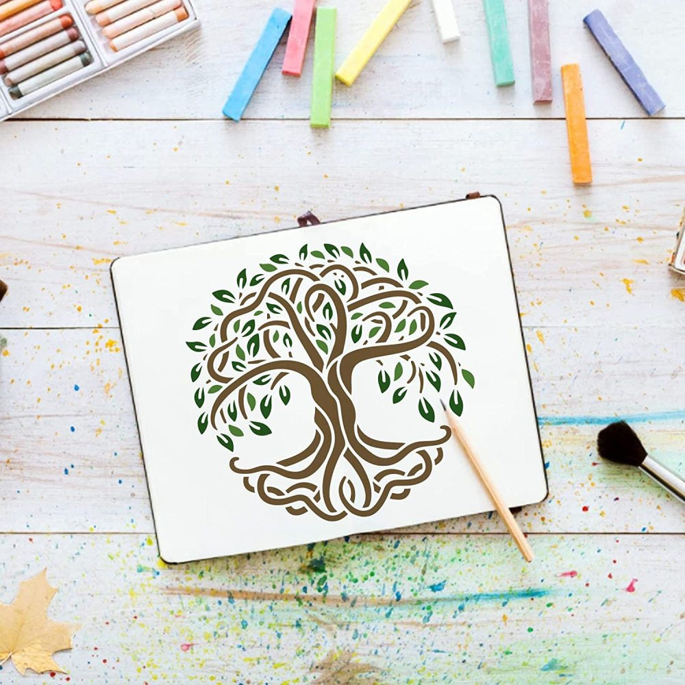 Tree Of Life Stencils 20x20 cm Plastic Drawing Painting DIY Supplies