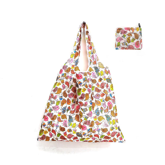 Large Japanese Leaf Print Shopping Bag with Foldable Design