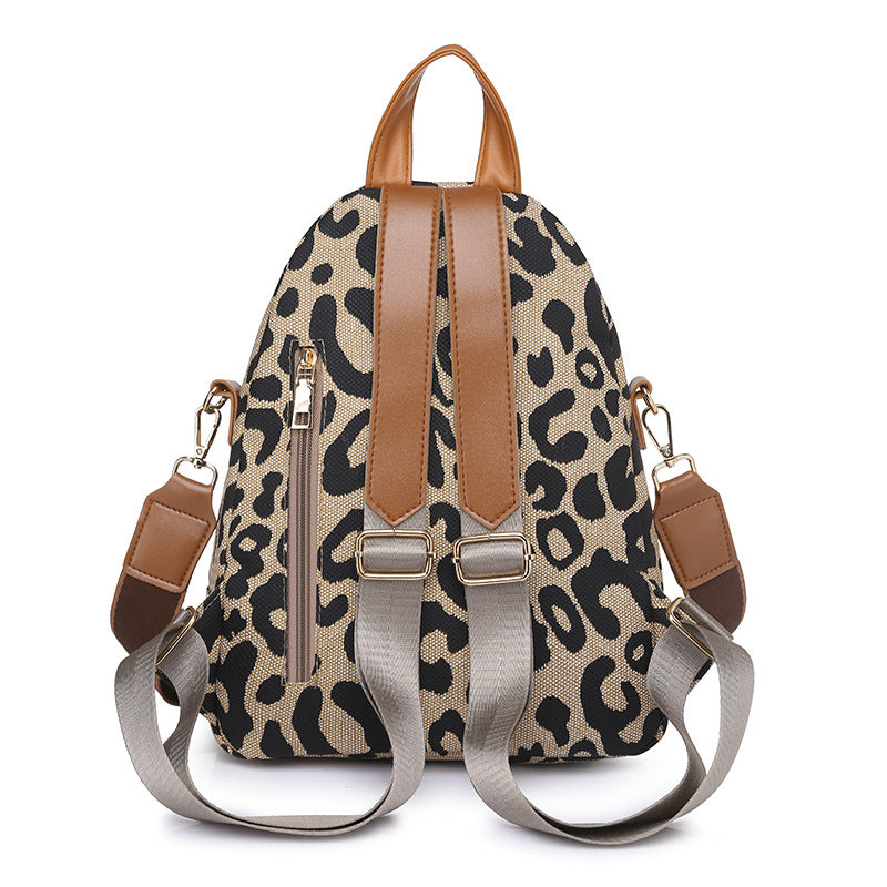 Leopard Flap Backpack Purse Women's Zipper Front Travel Daypack