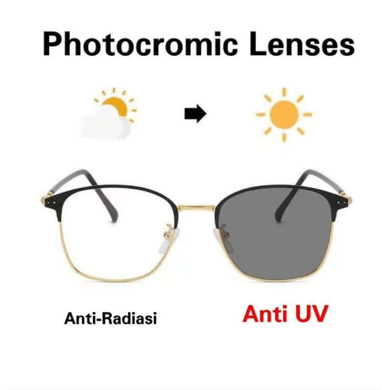 Men's Anti Photochromic Lens Glasses Titanium Frame Computer Anti Light Glasses