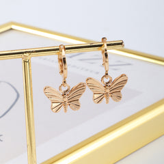 Golden Butterfly Pentagram Cone Earrings